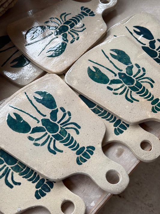 Teal Lobster Cheeseboard - Hand-Painted